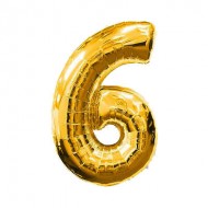 Воздушный шар цифра "6" золотая